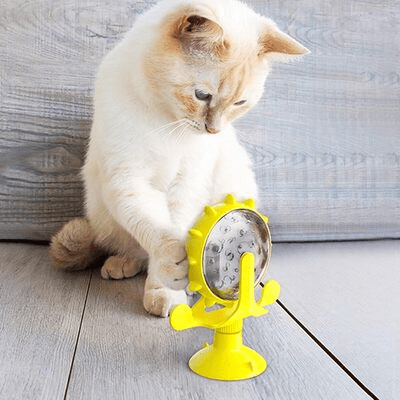 Distributeur de Croquettes - WhirlCatFeeder™ - Jaune - les - chats - de - luxe