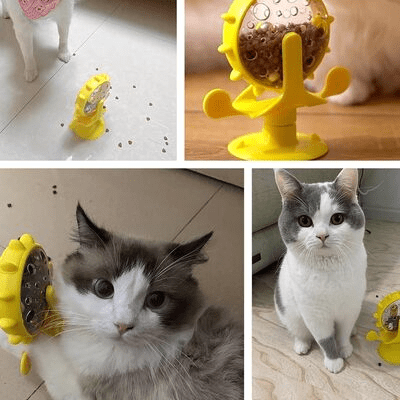 Distributeur de Croquettes - WhirlCatFeeder™ - Jaune - les - chats - de - luxe