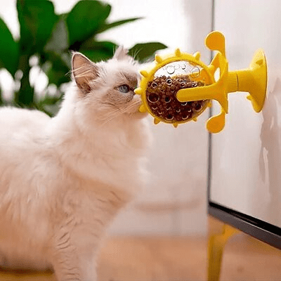 Distributeur de Croquettes - WhirlCatFeeder™ - Jaune - les - chats - de - luxe