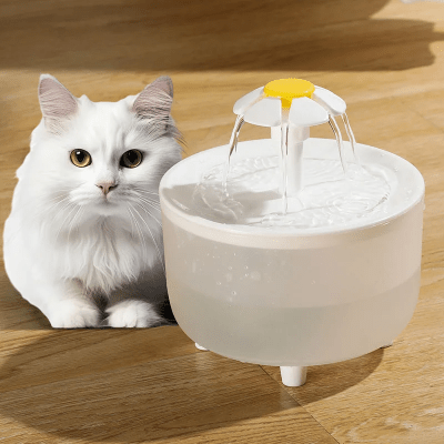 Fontaine à Eau Pour Chat - CatDrinker™ - Fleuron Blanc - les - chats - de - luxe