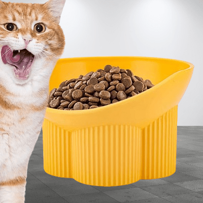 Gamelle pour chat - Anti - tipCatBowls™ - Jaune - les - chats - de - luxe