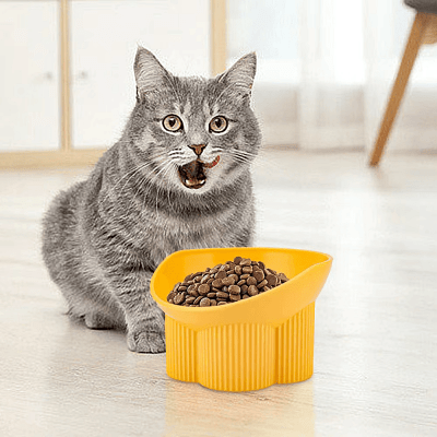 Gamelle pour chat - Anti - tipCatBowls™ - Jaune - les - chats - de - luxe