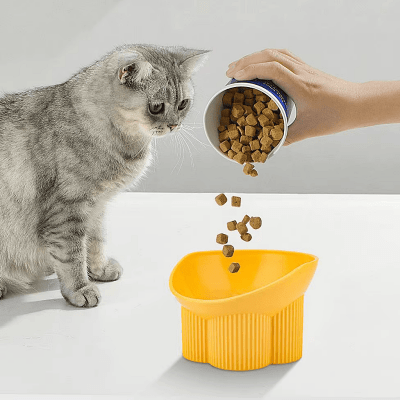 Gamelle pour chat - Anti - tipCatBowls™ - Jaune - les - chats - de - luxe