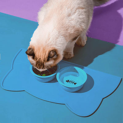 Tapis en Silicone - KittyPlacemat™ - Bleu - les - chats - de - luxe
